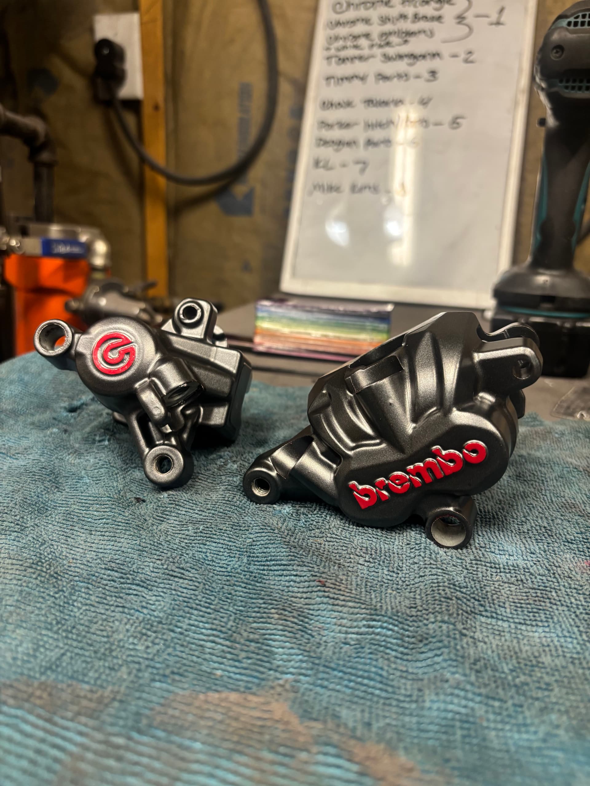 2-Tone Powder Coat on Brembo Brake Calipers for a Triumph 450 image