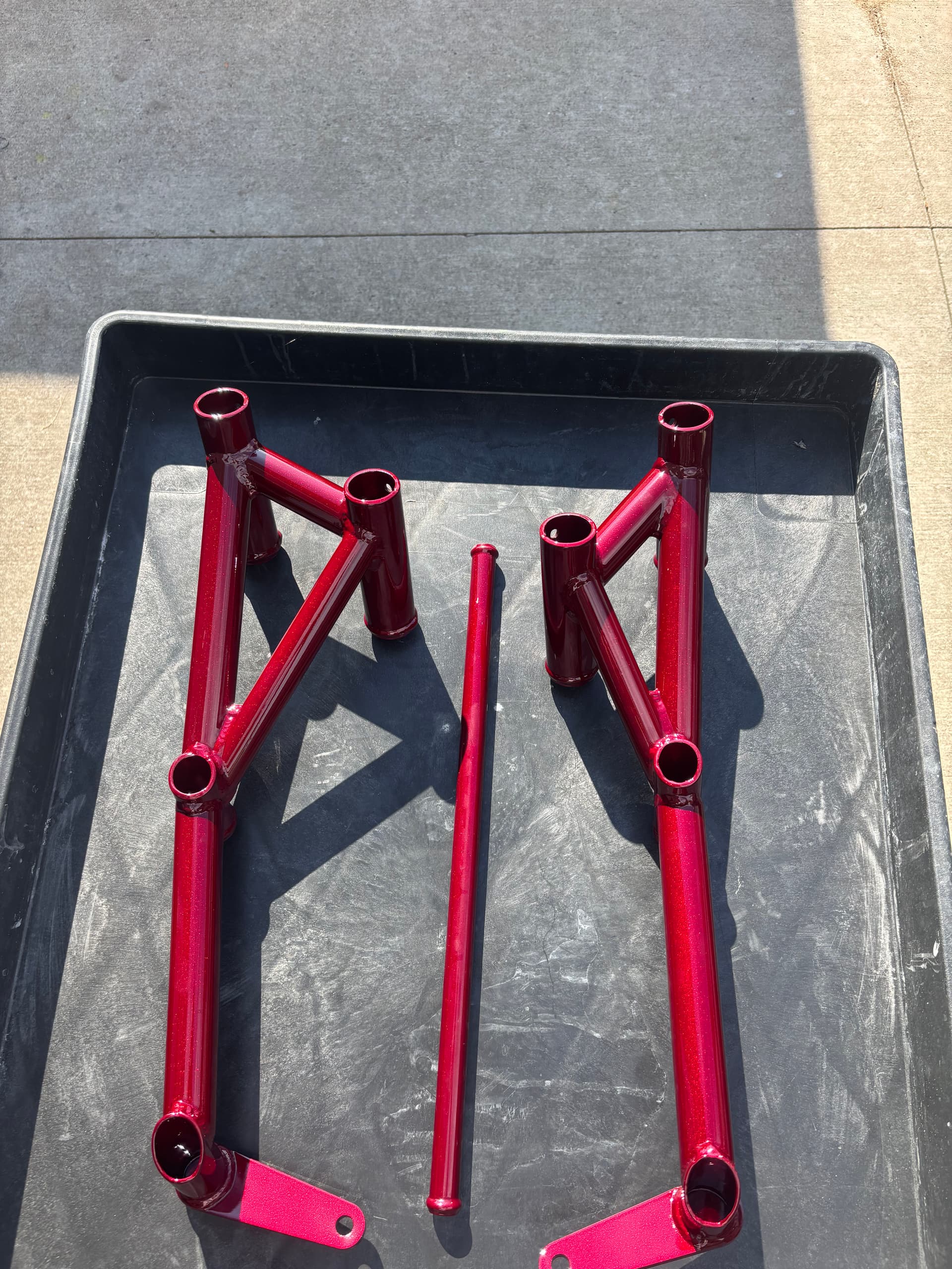Sport Bike Slide Bars Get the Full Illusion Cherry Powder Coat Treatment image
